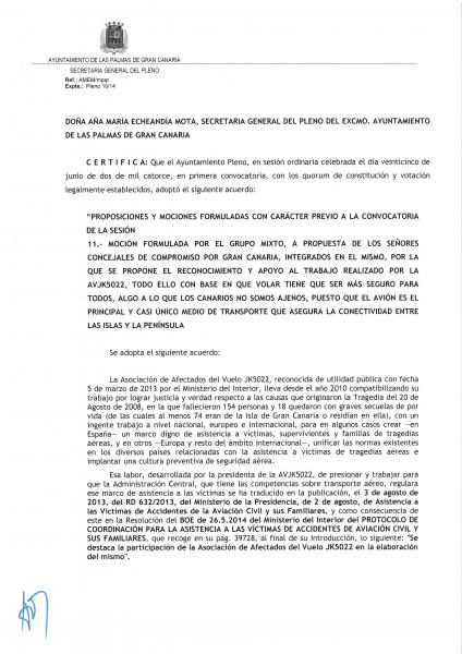 Certificación del Ayto. de Las Palmas de Gran Canaria