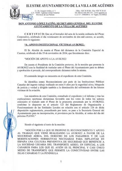 Leer el certificado del Ayuntamiento de Villa de Aguimes